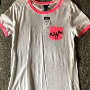 White and pink killin it tee
